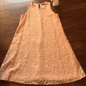 Blush pink, stretch lace dress.